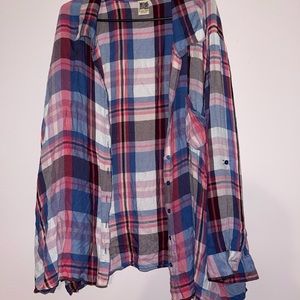 Plaid button up top.